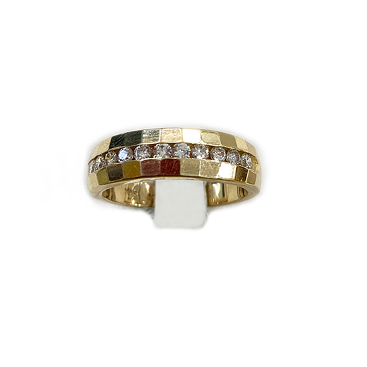 14k Yellow Gold Mens Diamond Band