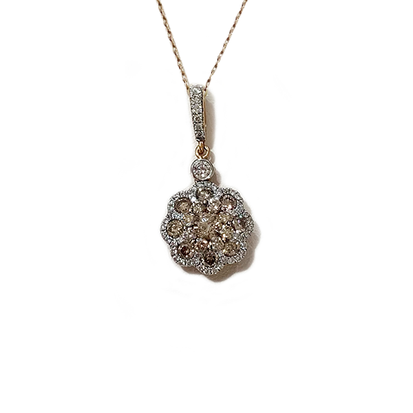 14k Rose Gold Brown Diamond Pendant