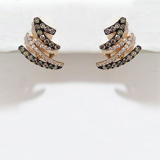 14k Rose Gold Brown Diamond Earring