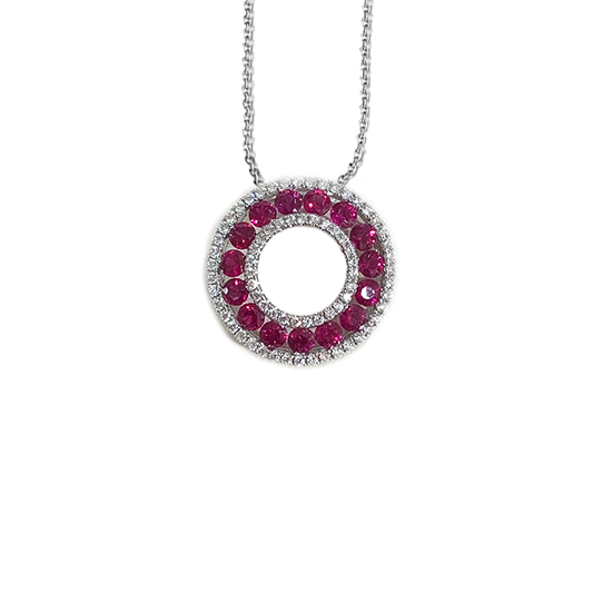 14k White Gold Ruby Pendant