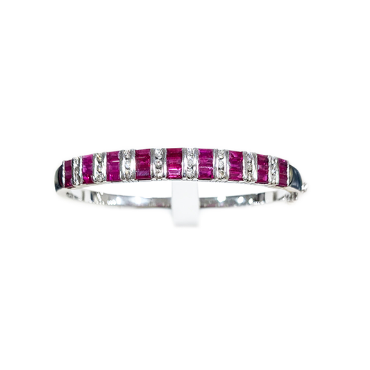 14k White Gold Ruby Bangle