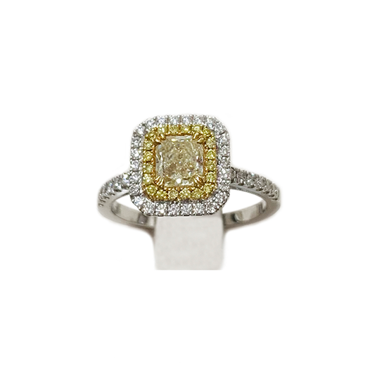 18k Two Tone Yellow Diamond Ring