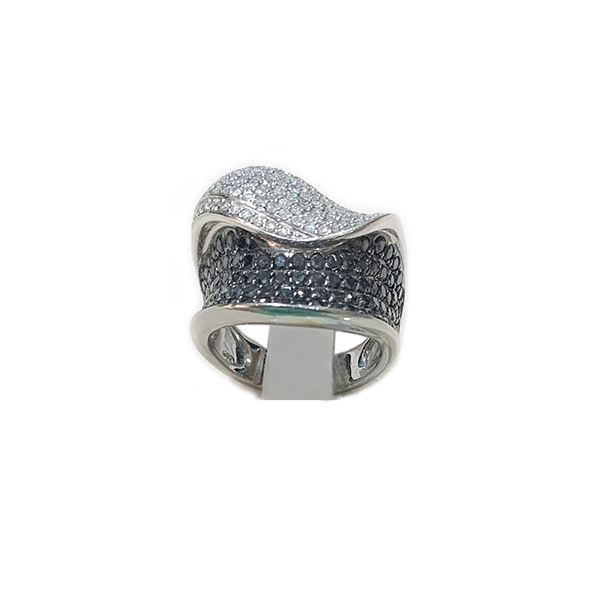 14k White Gold Black Diamond Ring