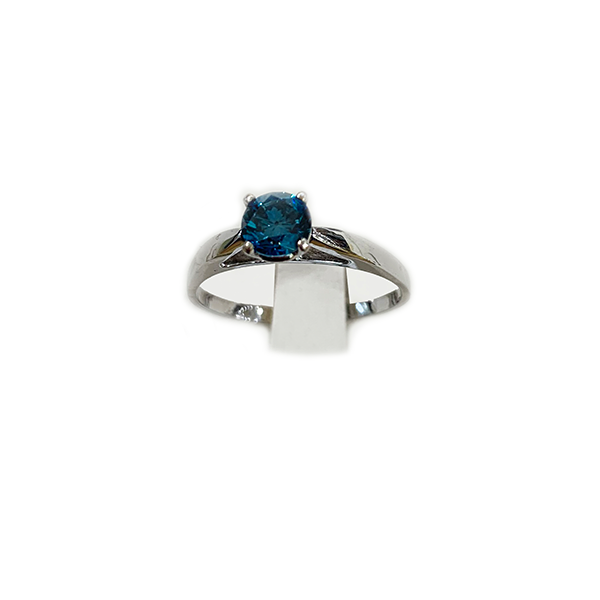 14k White Gold Blue Diamond Ring