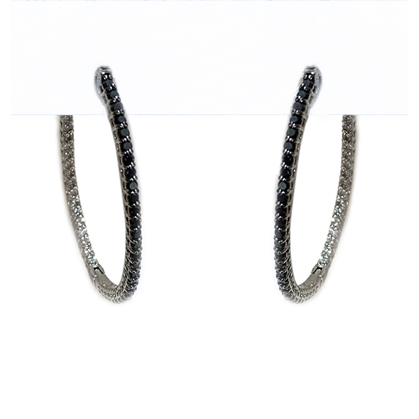 14k White Gold Black Diamond Earring