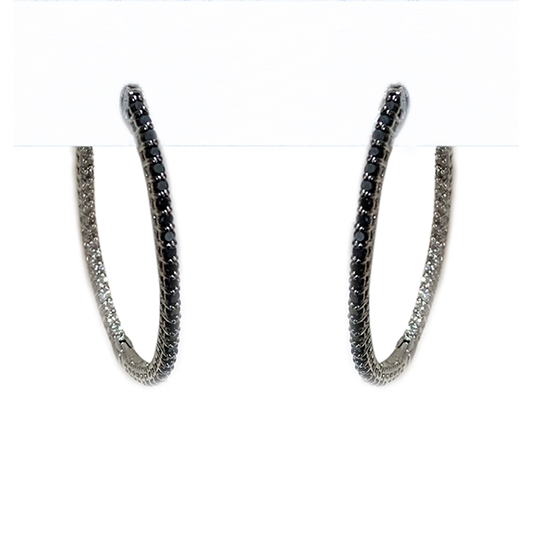 14k White Gold Black Diamond Earring
