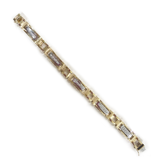 14k Two Tone Mens Diamond Bracelet