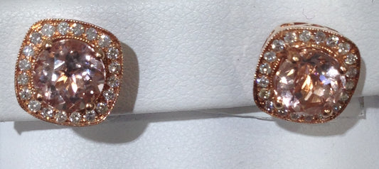 14k Rose Gold Morganite Earrings