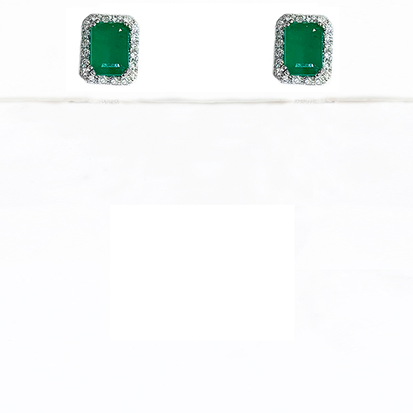 14k White Gold Emerald Earrings