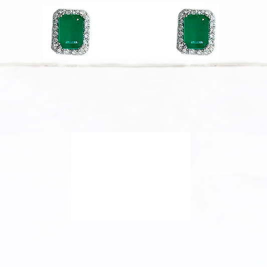 14k White Gold Emerald Earrings