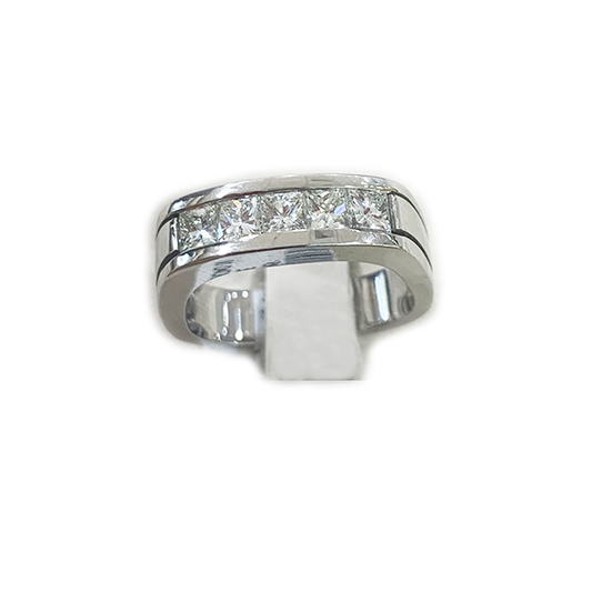 14k White Gold Mens Diamond Band