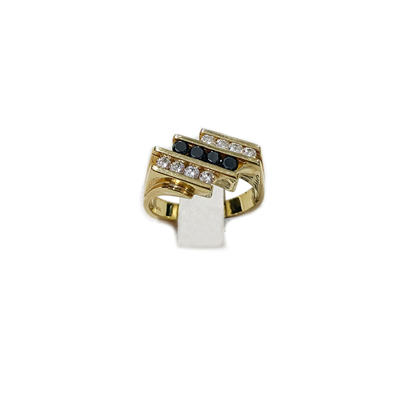 14k Yellow Gold Black Diamond Ring