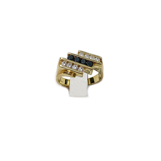 14k Yellow Gold Black Diamond Ring