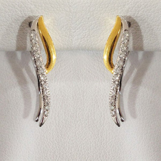 14k Two Tone Diamond Earrings
