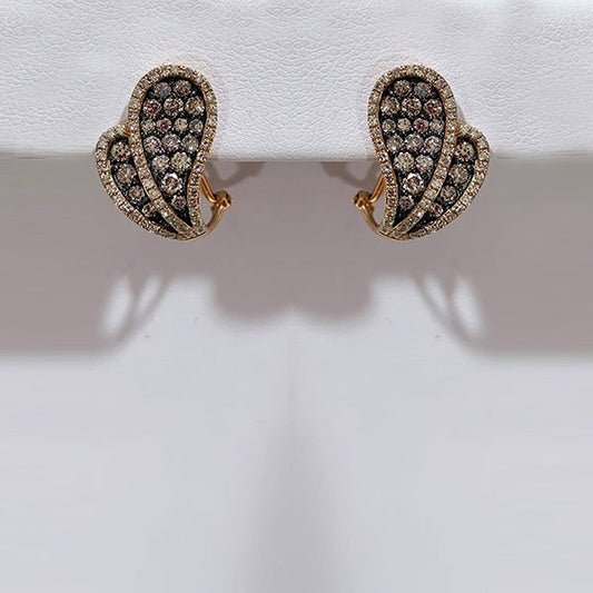 14k Rose Gold Brown Diamond Earring