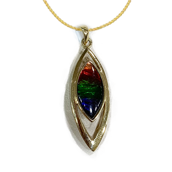 14K Gold Ammolite Pendant