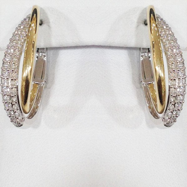 14k Two Tone Diamond Earrings