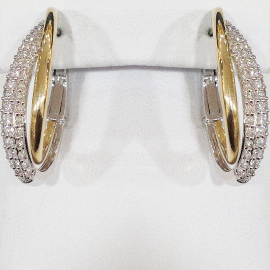14k Two Tone Diamond Earrings