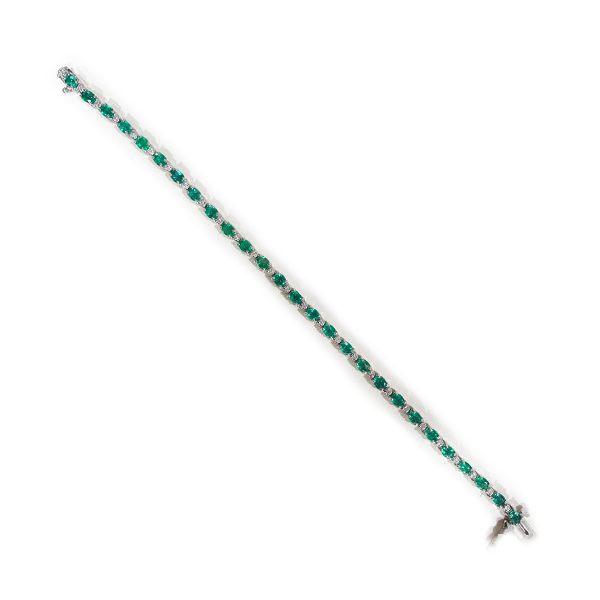 14k White Gold Emerald Bracelet