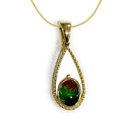 14K Gold Ammolite Pendant