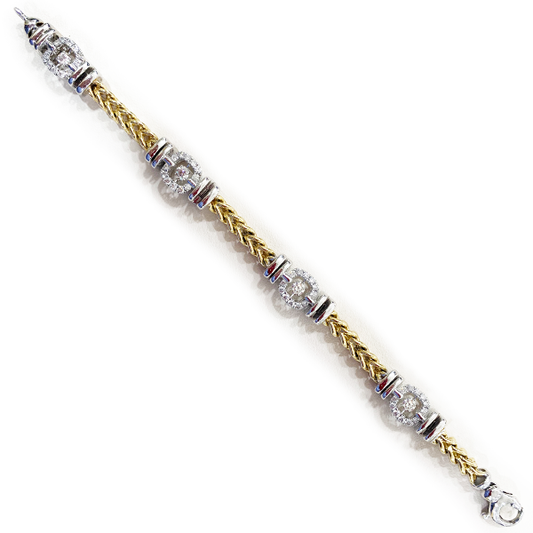 14k Two Tone Dancing Diamond Bracelet