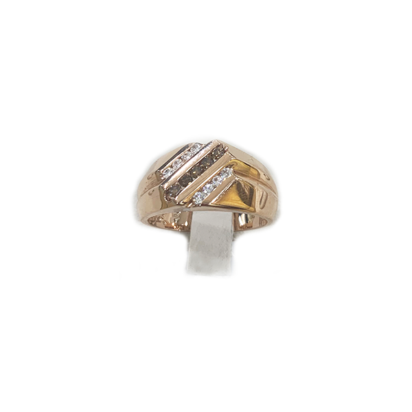 14k Rose Gold Mens Brown Diamond Ring