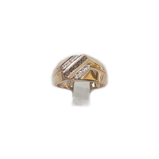 14k Rose Gold Mens Brown Diamond Ring