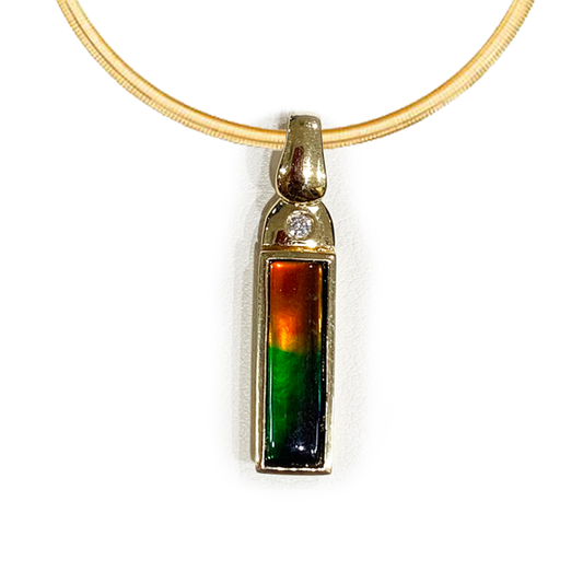 14K Gold Ammolite Pendant