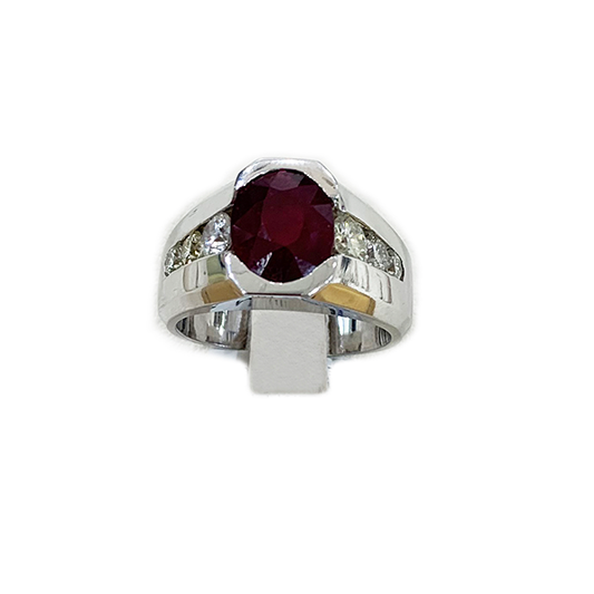14k White Gold Mens Ruby Ring