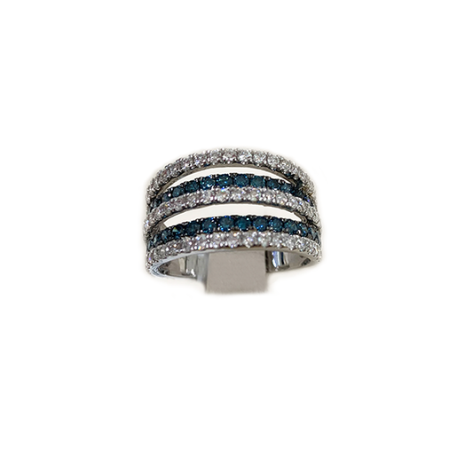 14k White Gold Blue Diamond Ring