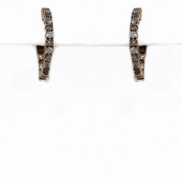14k Rose Gold Brown Diamond Hoops