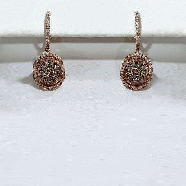 14k Rose Gold Brown Diamond Earring