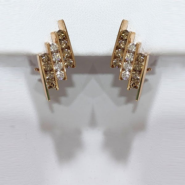 14k Rose Gold Brown Diamond Earring