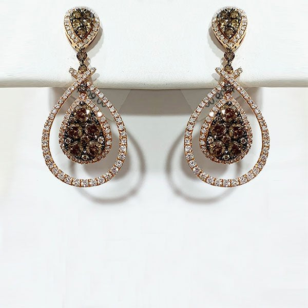 14k Rose Gold Brown Diamond Earring