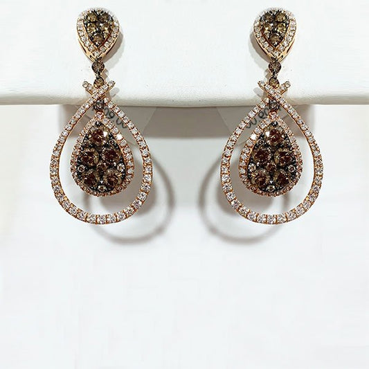 14k Rose Gold Brown Diamond Earring