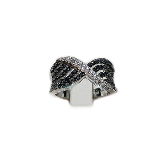 14k White Gold Black Diamond Ring