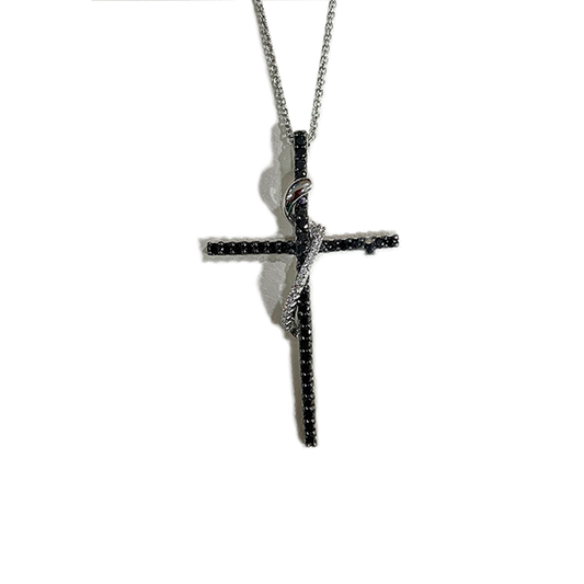 14k White Gold Black Diamond Pendant