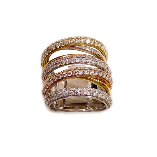 14k Tri-Tone Diamond Ring