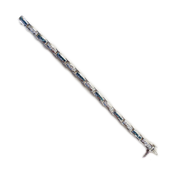 14k White Gold Blue Diamond Bracelet