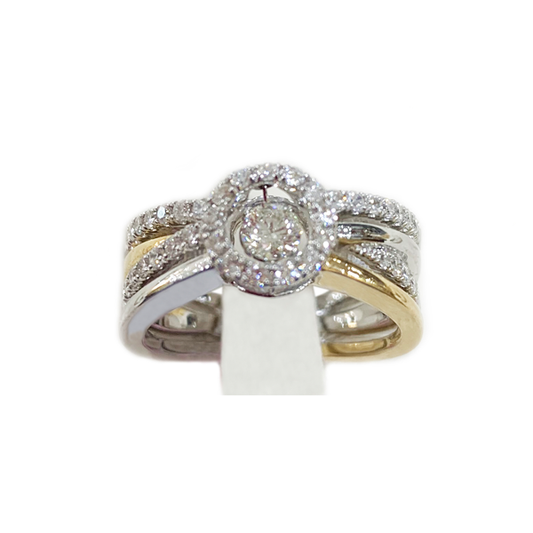 14k Two Tone Dancing Diamond Ring