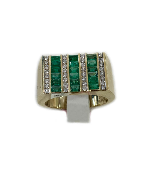 14k Yellow Gold Mens Emerald Ring