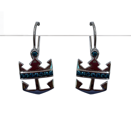 14k White Gold Blue Diamond Earring