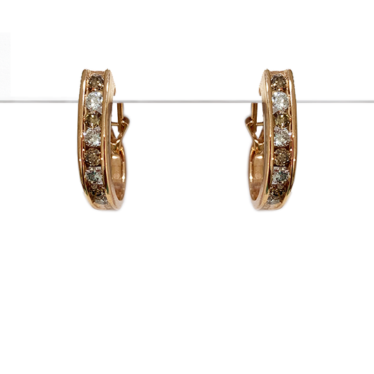 14k Rose Gold Brown Diamond Earring