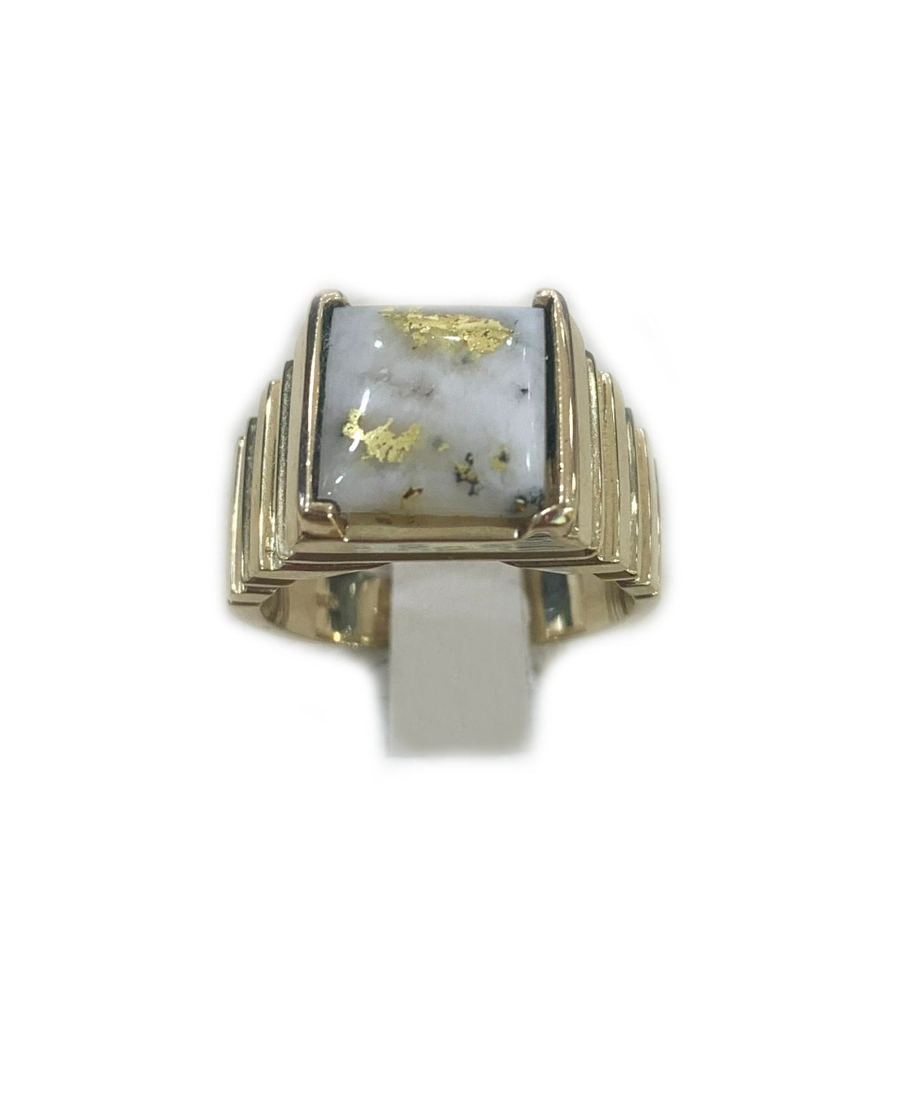 14k Yellow Gold Mens Golden Quartz Ring