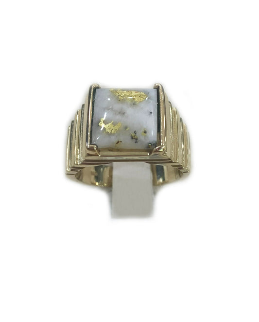 14k Yellow Gold Mens Golden Quartz Ring