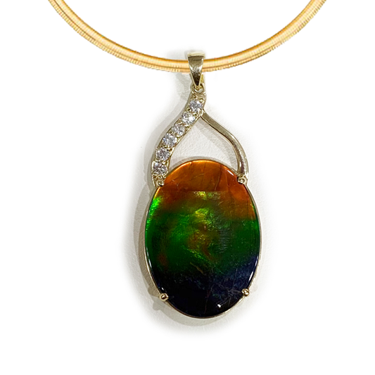 14K Gold Ammolite Pendant