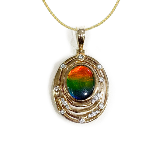 Gold Plated Ammolite Pendant