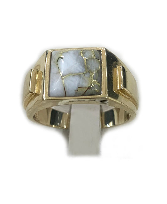 14k Yellow Gold Mens Golden Quartz Ring