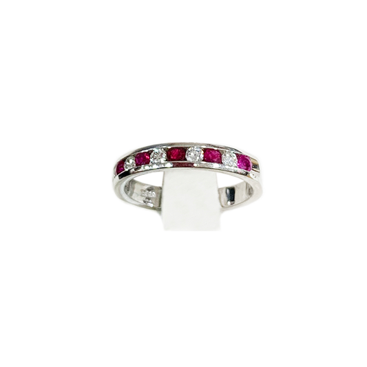 14k White Gold Ruby Band