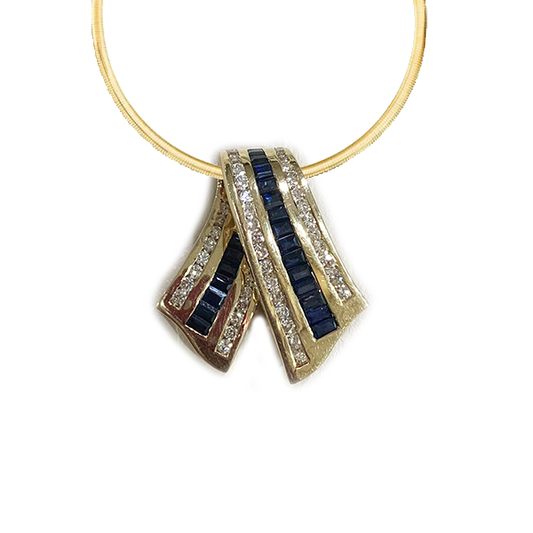 14k Yellow Gold Sapphire Pendant